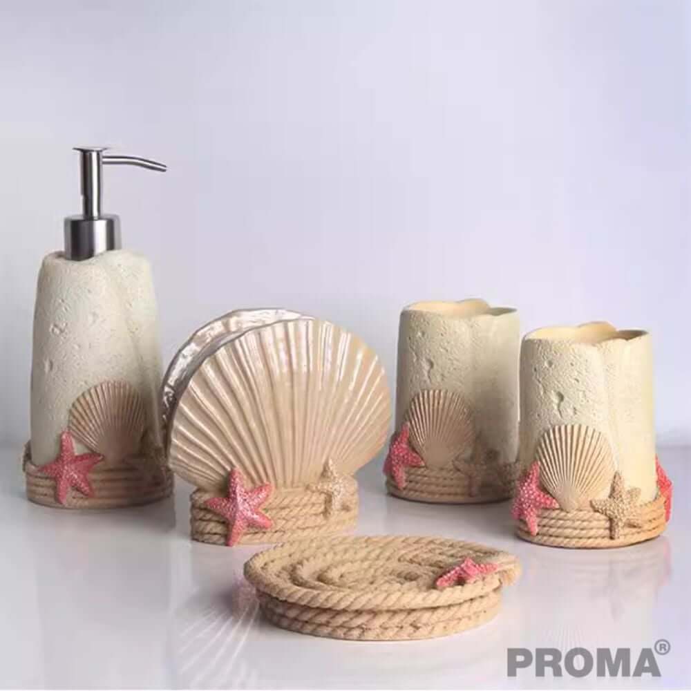 [Pre-order] อุปกรณ์ห้องน้ำเซรามิกเซ็ต 5 ชิ้น ชุดหาดทราย PROMA-WS05 (ไม่มีถาด)
